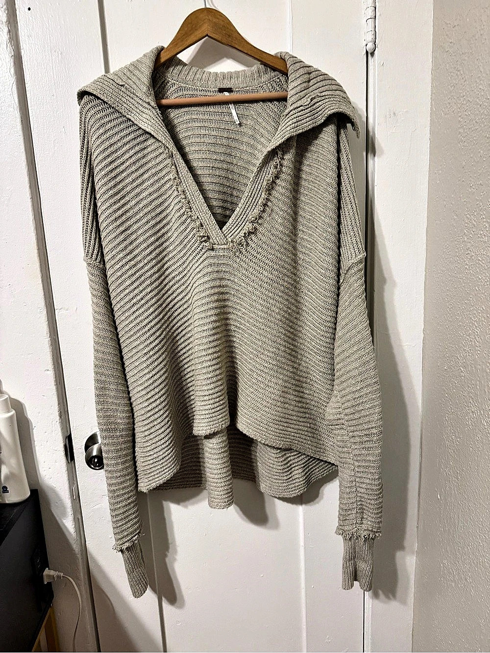 Free People Ottoman Slouchy Tunic Cowl Neck Sweater Gray XL